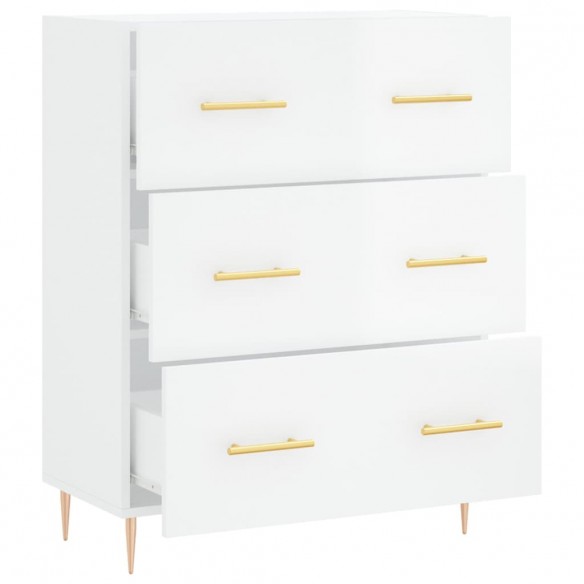 Buffet Blanc brillant 69,5x34x90 cm Bois d'ingénierie