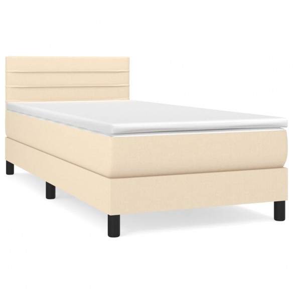 Sommier à lattes de lit avec matelas Crème 90x200 cm Tissu