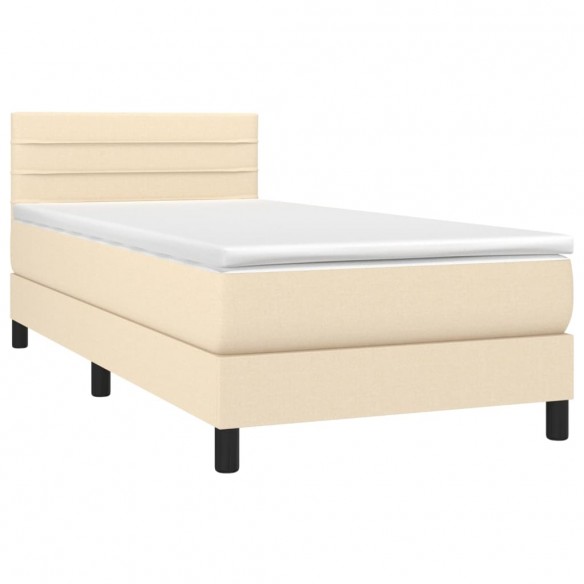 Sommier à lattes de lit avec matelas Crème 90x200 cm Tissu