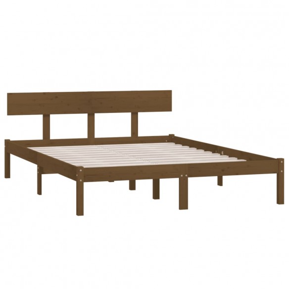 Cadre de lit Marron miel Bois de pin massif 140x190 cm