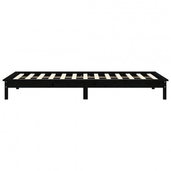 Cadre de lit noir 75x190 cm petit simple bois massif de pin