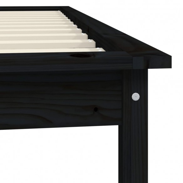 Cadre de lit noir 75x190 cm petit simple bois massif de pin