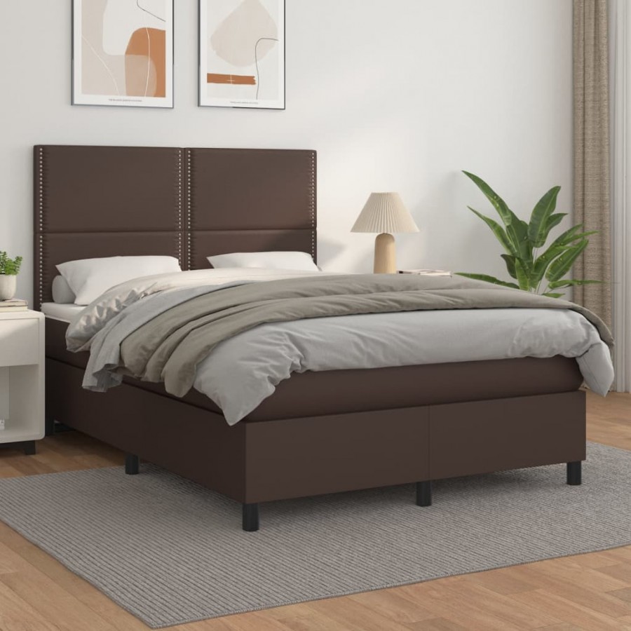 Cadre de lit avec matelas Marron 140x190 cm