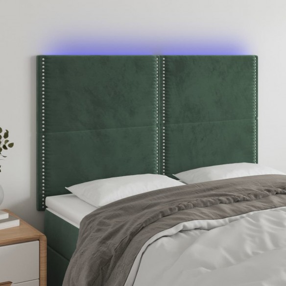 Tête de lit à LED Vert foncé 144x5x118/128 cm Velours