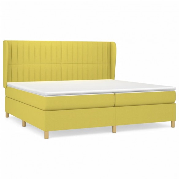 Sommier à lattes de lit avec matelas Vert 200x200 cm Tissu