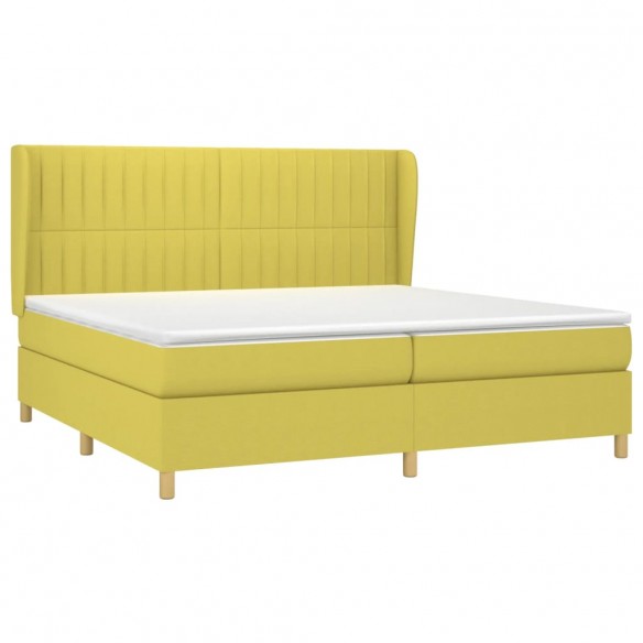 Sommier à lattes de lit avec matelas Vert 200x200 cm Tissu