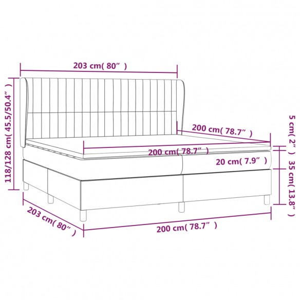 Sommier à lattes de lit avec matelas Vert 200x200 cm Tissu