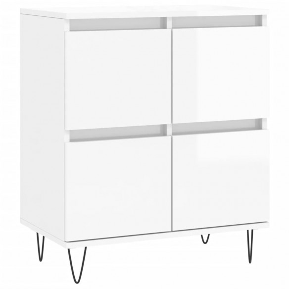 Buffets 2 pcs blanc brillant bois d'ingénierie