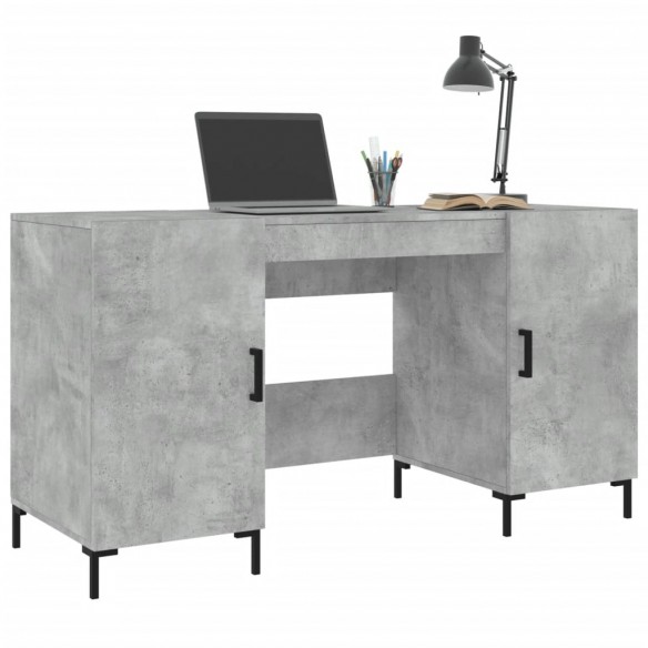 Bureau gris béton 140x50x75 cm bois d'ingénierie