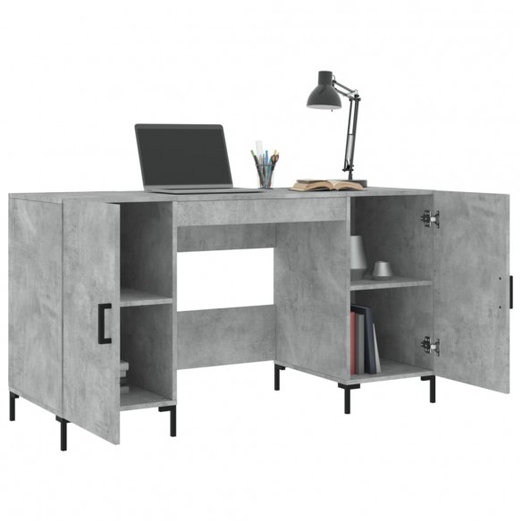 Bureau gris béton 140x50x75 cm bois d'ingénierie