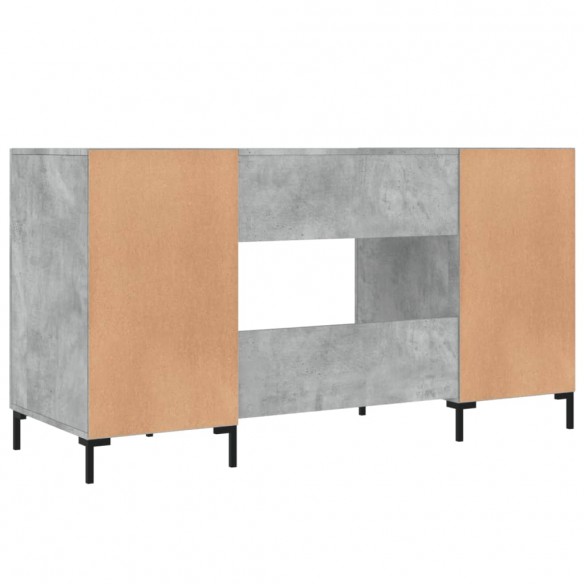 Bureau gris béton 140x50x75 cm bois d'ingénierie