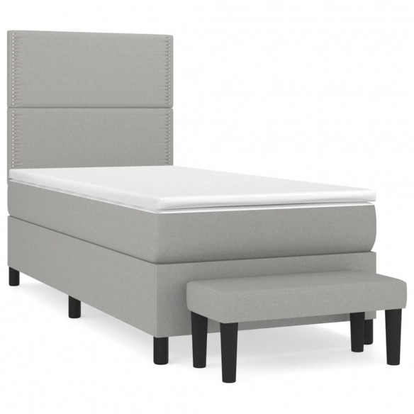 Cadre de lit avec matelas Gris clair 80x200 cm Tissu