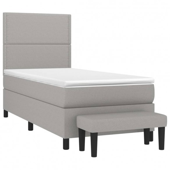 Cadre de lit avec matelas Gris clair 80x200 cm Tissu