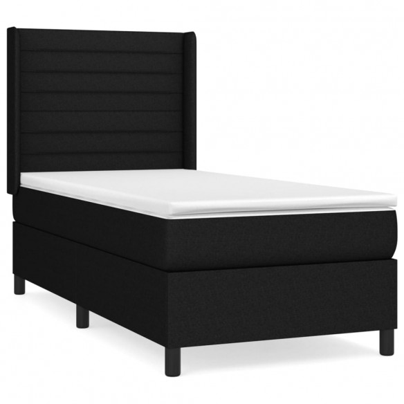 Cadre de lit avec matelas Noir 100x200 cm Tissu