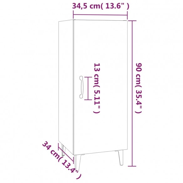 Buffet Sonoma gris 34,5x34x90 cm Bois d'ingénierie