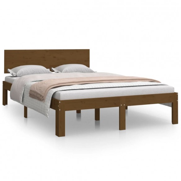 Cadre de lit Marron miel Bois massif 120x190 cm Petit Double