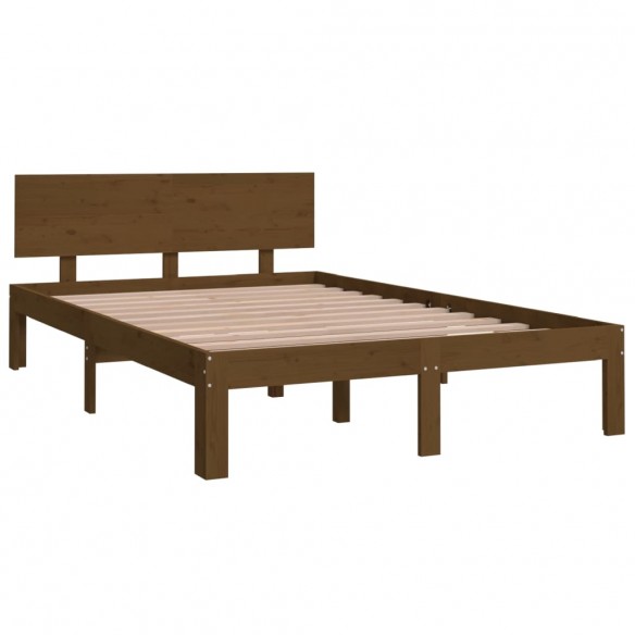 Cadre de lit Marron miel Bois massif 120x190 cm Petit Double