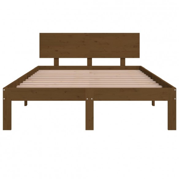 Cadre de lit Marron miel Bois massif 120x190 cm Petit Double