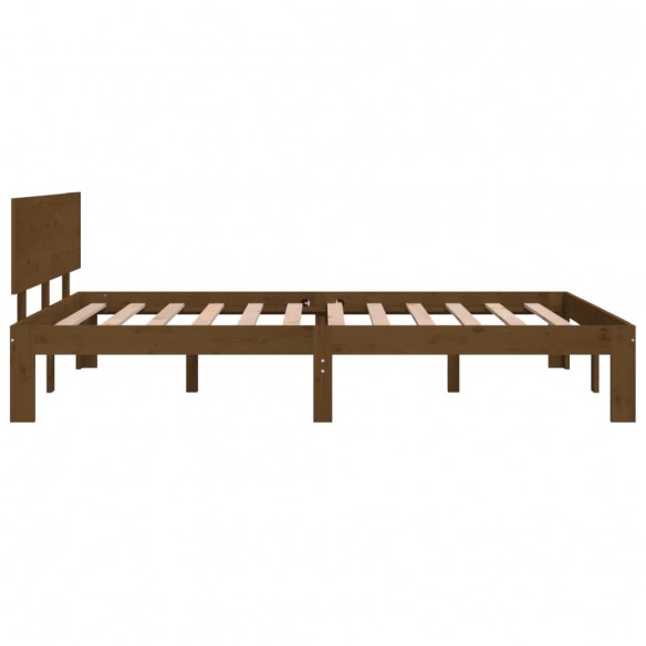 Cadre de lit Marron miel Bois massif 120x190 cm Petit Double