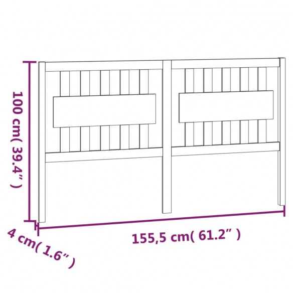 Tête de lit Gris 155,5x4x100 cm Bois massif de pin