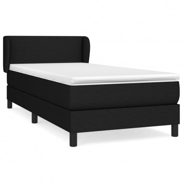 Sommier à lattes de lit avec matelas Noir 90x200 cm Tissu