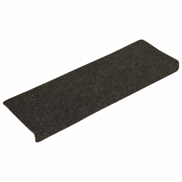 Tapis d'escalier 15 pcs tissu aiguilleté 65x21x4 cm anthracite