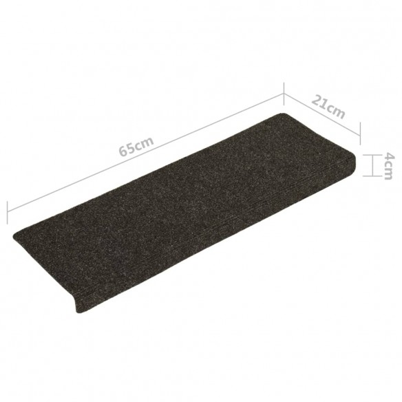 Tapis d'escalier 15 pcs tissu aiguilleté 65x21x4 cm anthracite