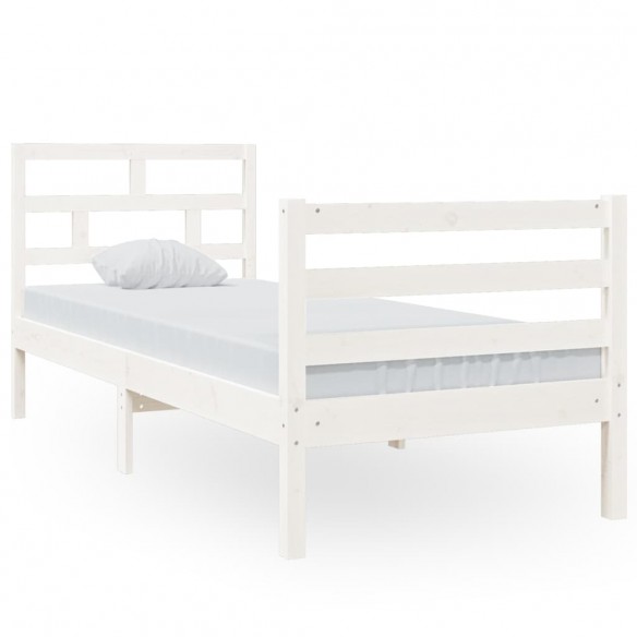 Cadre de lit Blanc Bois massif 75x190 cm Petit simple