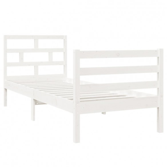 Cadre de lit Blanc Bois massif 75x190 cm Petit simple