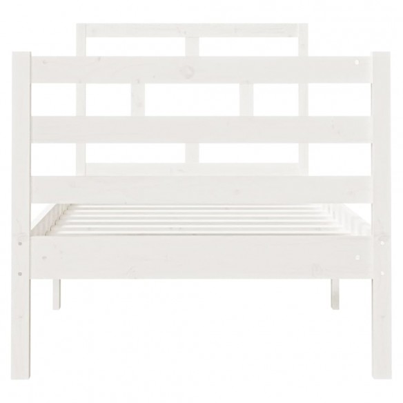 Cadre de lit Blanc Bois massif 75x190 cm Petit simple