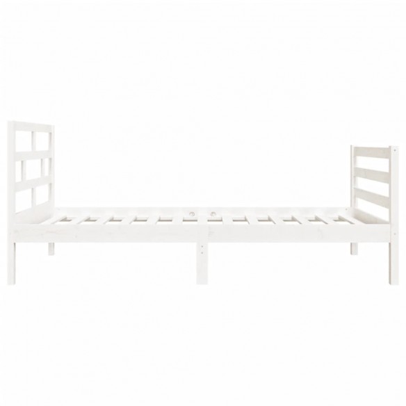 Cadre de lit Blanc Bois massif 75x190 cm Petit simple