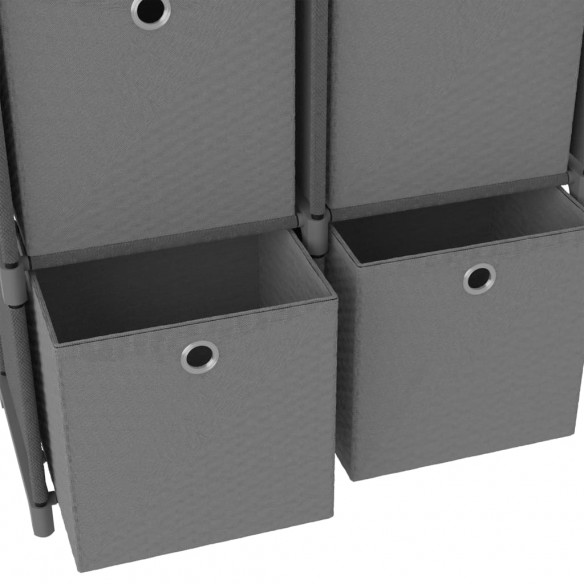 Étagère à 4 cubes avec boîtes Gris 69x30x72,5 cm Tissu