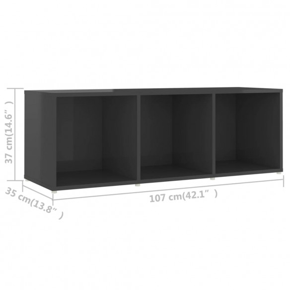 Meubles TV 4 pcs Gris brillant 107x35x37 cm Aggloméré