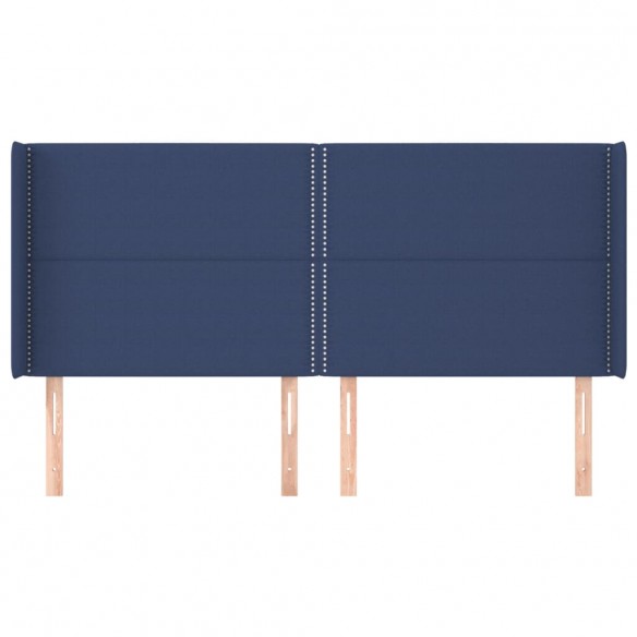 Tête de lit avec oreilles Bleu 203x16x118/128 cm Tissu