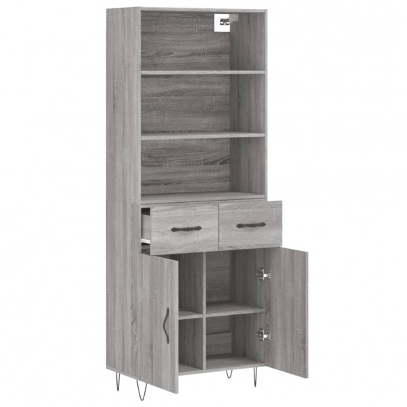 Buffet haut Sonoma gris 69,5x34x180 cm Bois d'ingénierie