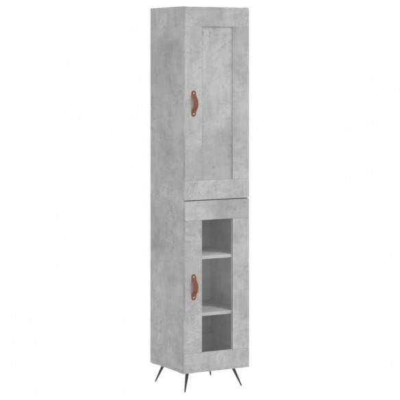 Buffet haut Gris béton 34,5x34x180 cm Bois d'ingénierie