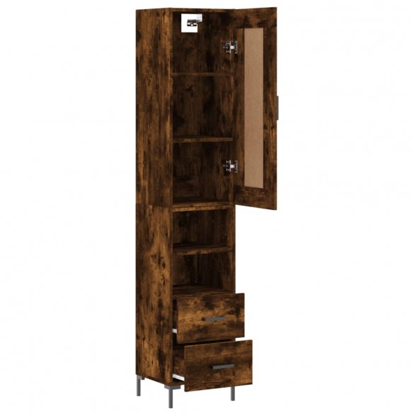 Buffet haut Chêne fumé 34,5x34x180 cm Bois d'ingénierie