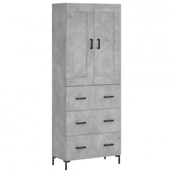 Buffet haut Gris béton 69,5x34x180 cm Bois d'ingénierie