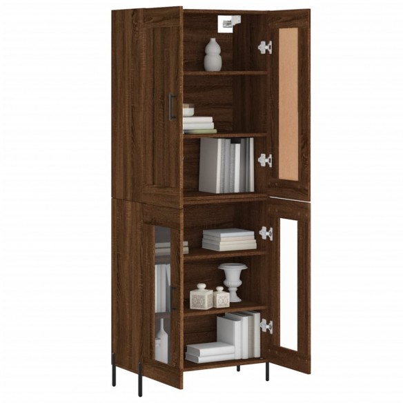 Buffet haut Chêne marron 69,5x34x180 cm Bois d'ingénierie