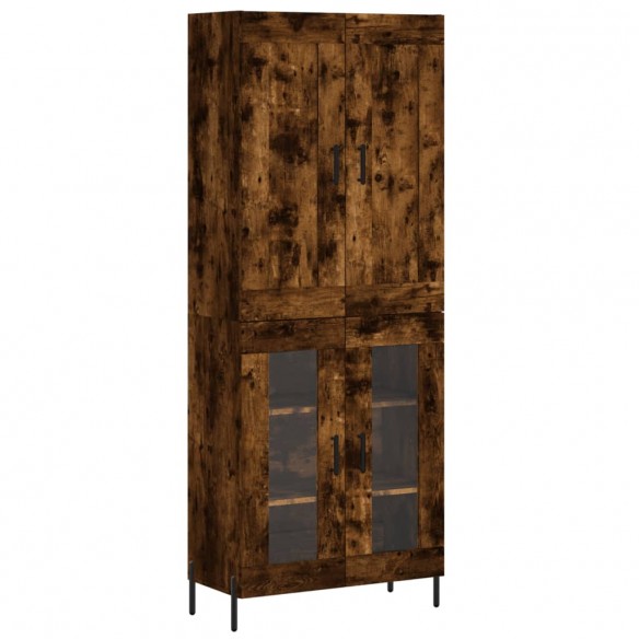 Buffet haut Chêne fumé 69,5x34x180 cm Bois d'ingénierie