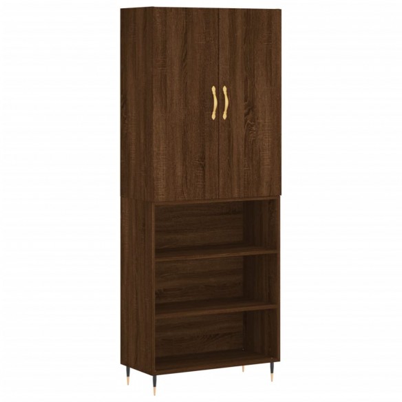 Buffet haut Chêne marron 69,5x34x180 cm Bois d'ingénierie