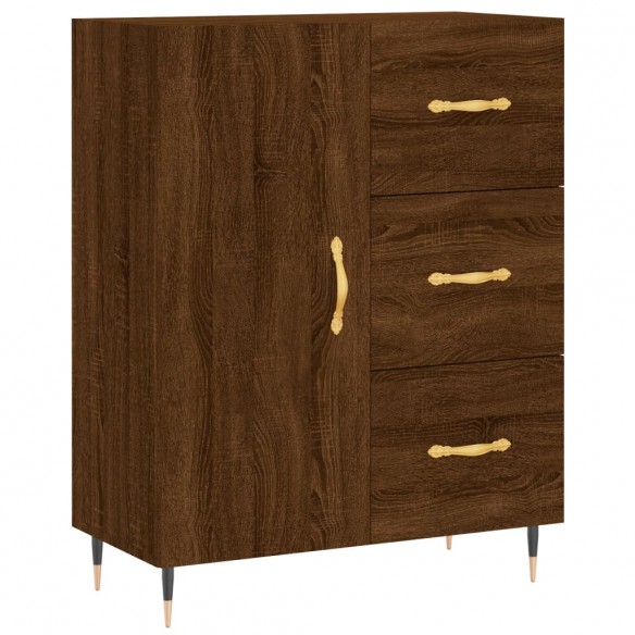 Buffet haut Chêne marron 69,5x34x180 cm Bois d'ingénierie