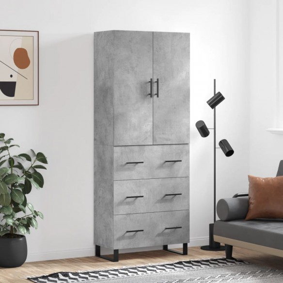 Buffet haut Gris béton 69,5x34x180 cm Bois d'ingénierie