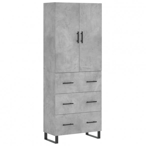 Buffet haut Gris béton 69,5x34x180 cm Bois d'ingénierie