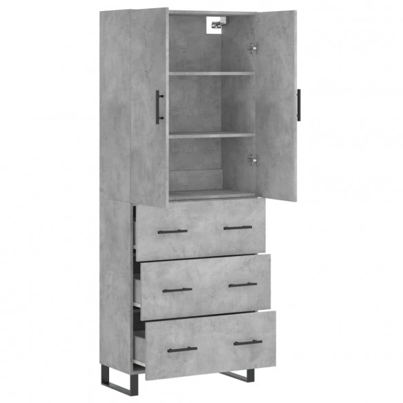 Buffet haut Gris béton 69,5x34x180 cm Bois d'ingénierie