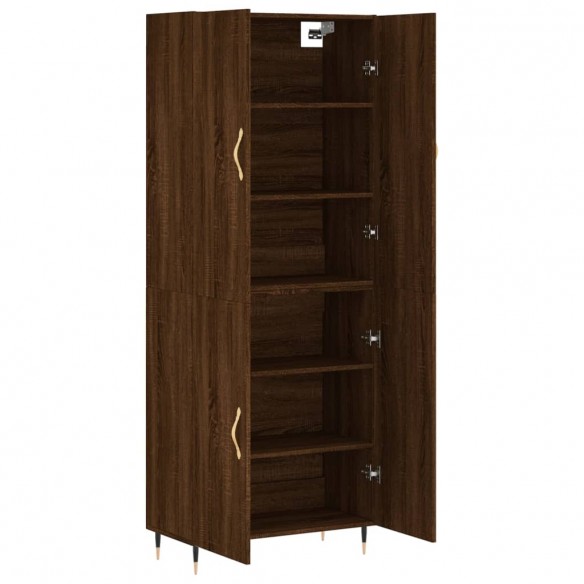 Buffet haut Chêne marron 69,5x34x180 cm Bois d'ingénierie