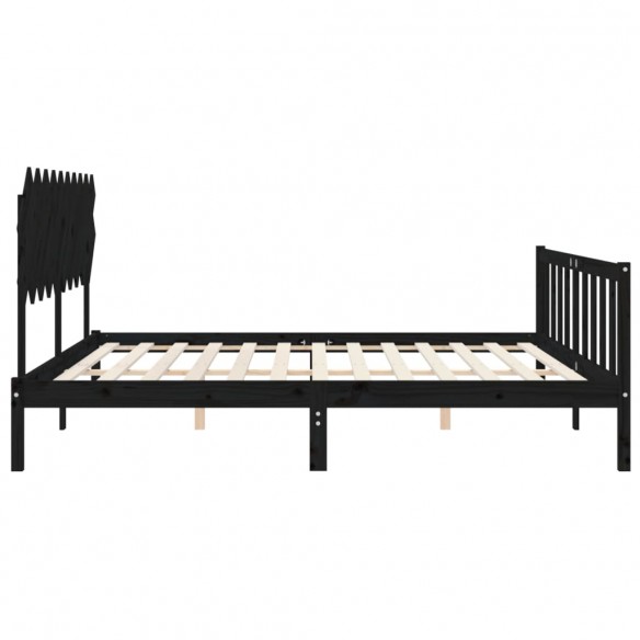 Cadre de lit avec tête de lit noir 200x200 cm bois massif
