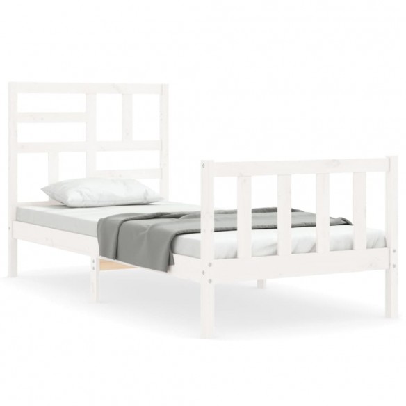 Cadre de lit et tête de lit blanc 100x200 cm bois massif