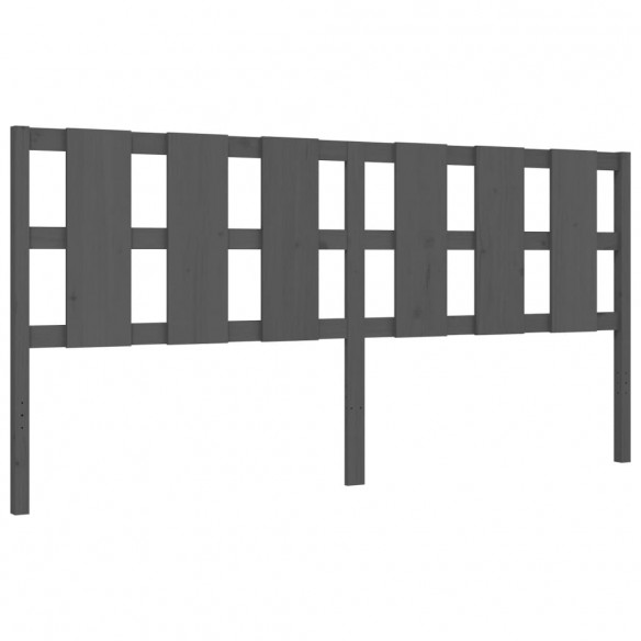 Cadre de lit avec tête de lit gris 180x200 cm bois massif