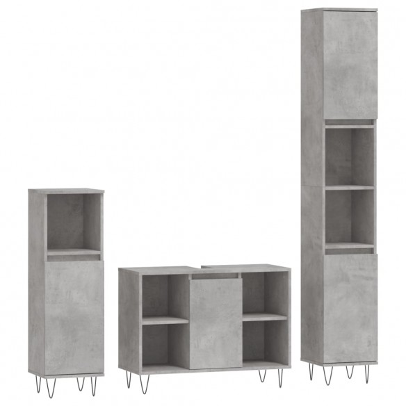 Ensemble de meubles de salle de bain 3 pcs gris béton